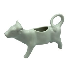 Vintage OMC White Ceramic Cow Creamer‎ Farmhouse Style Porcelain Milk Pitcher